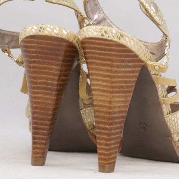 Nicole Miller Metallic Gold Sandal Heels, 7 - Picture 8 of 12